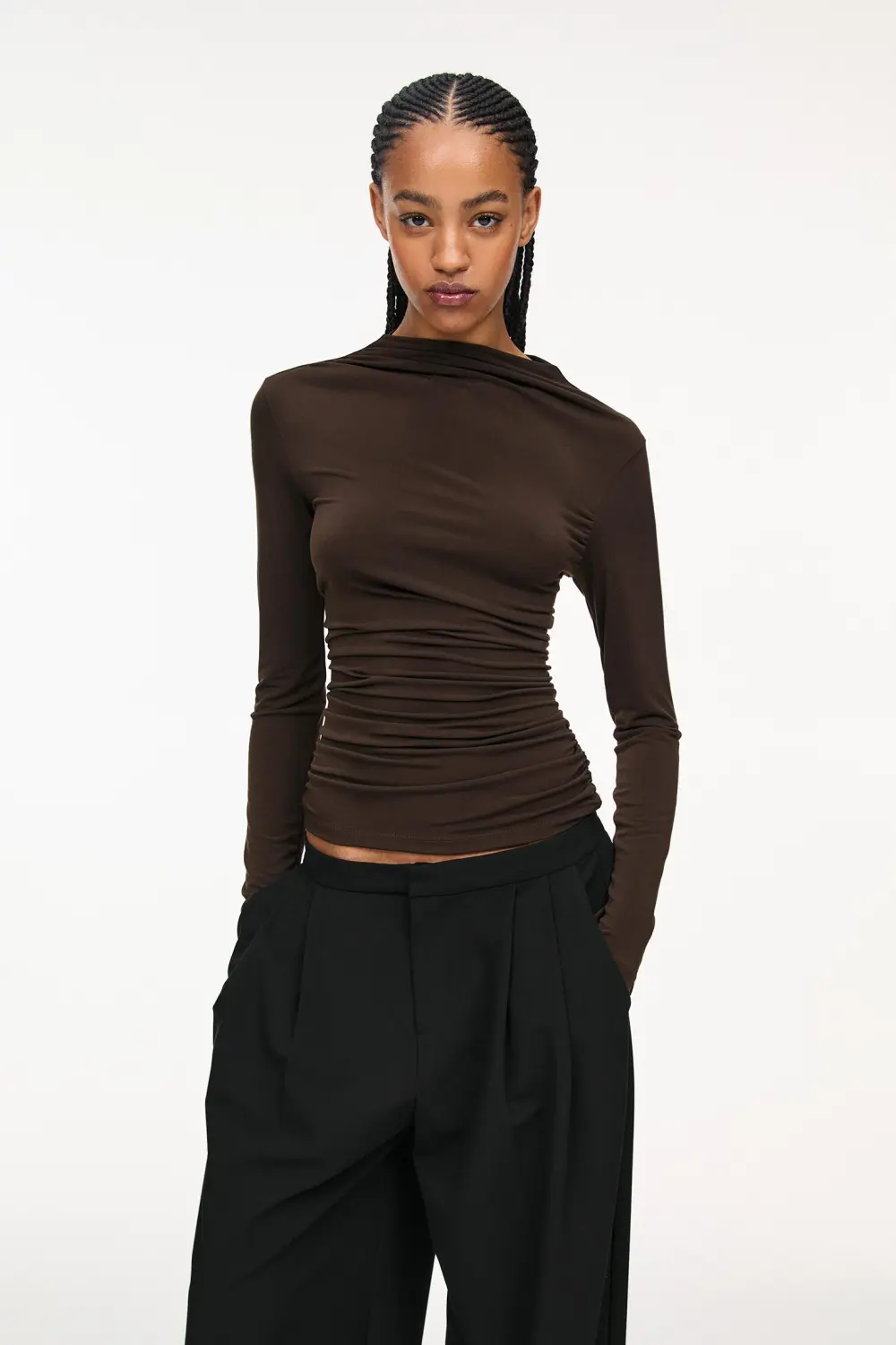 Gathered long sleeve top