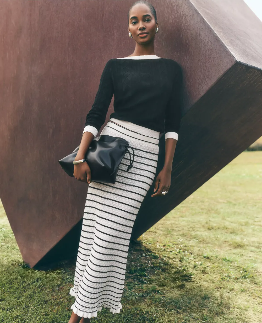 Striped Knit Textured Skirt