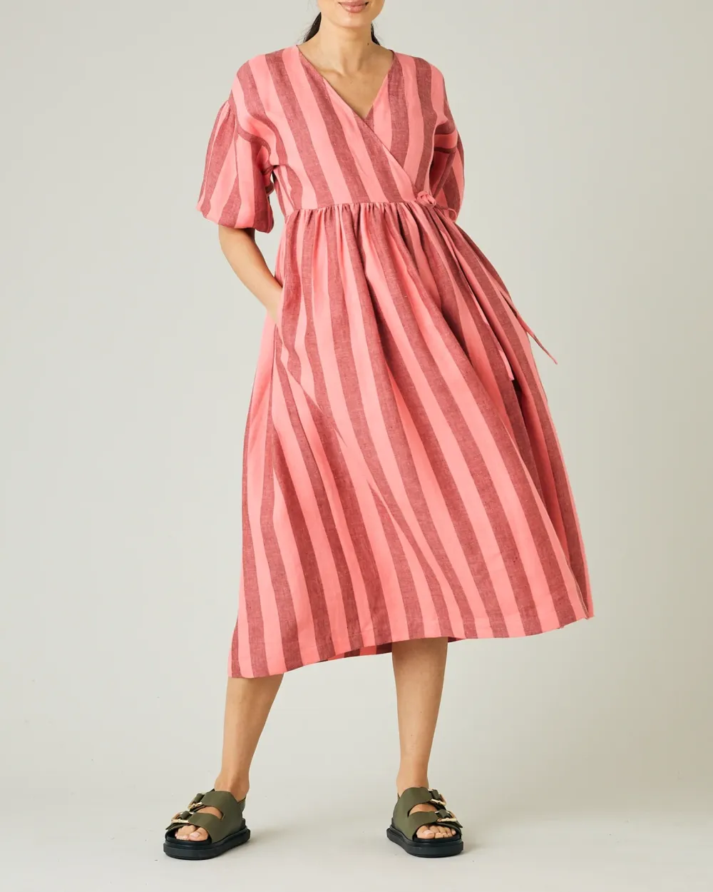 BLUSH STRIPE LINEN DRESS
