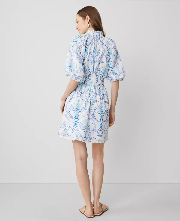 Floral Split Neck Flare Dress