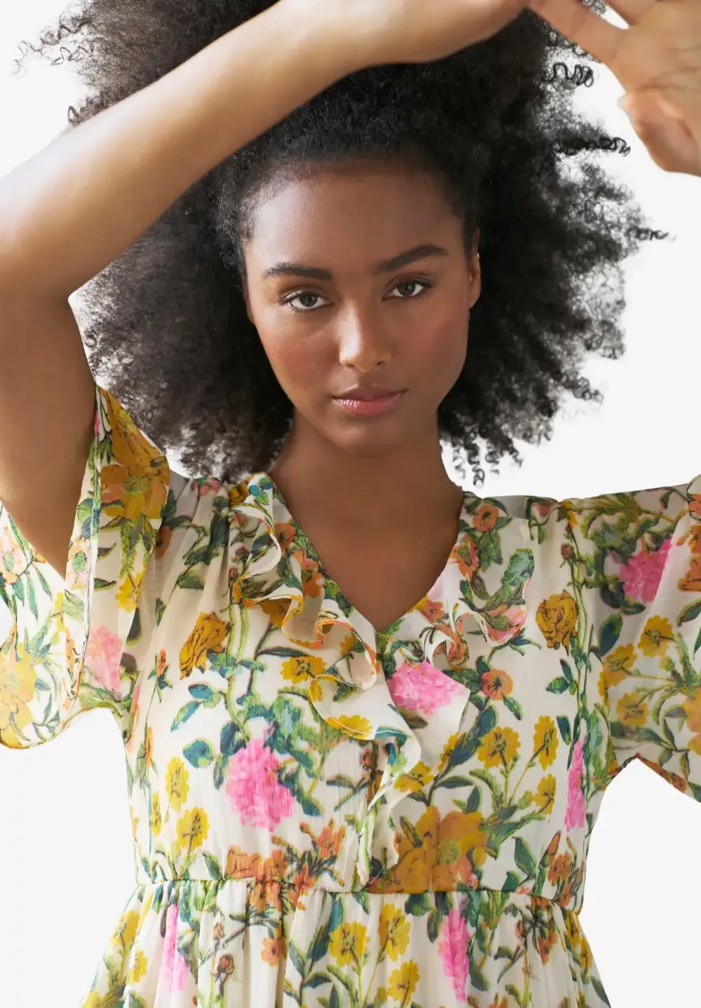 Ruffled V-Neck Empire Dress