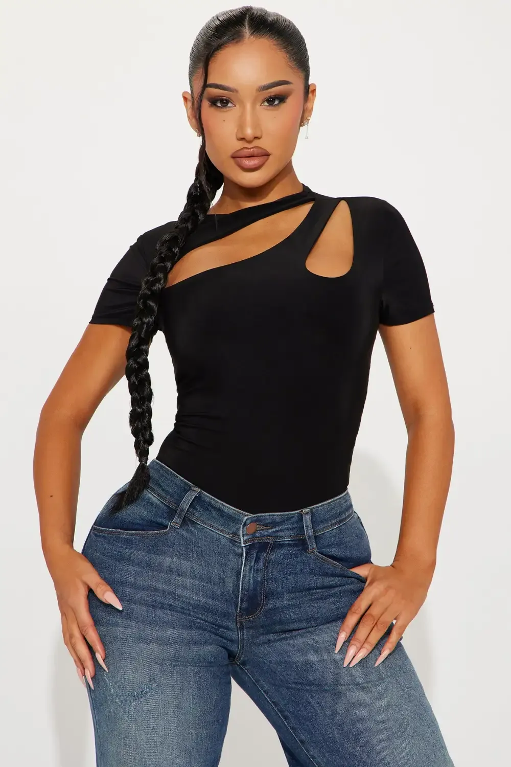 Keilani Short Sleeve Bodysuit - Black
