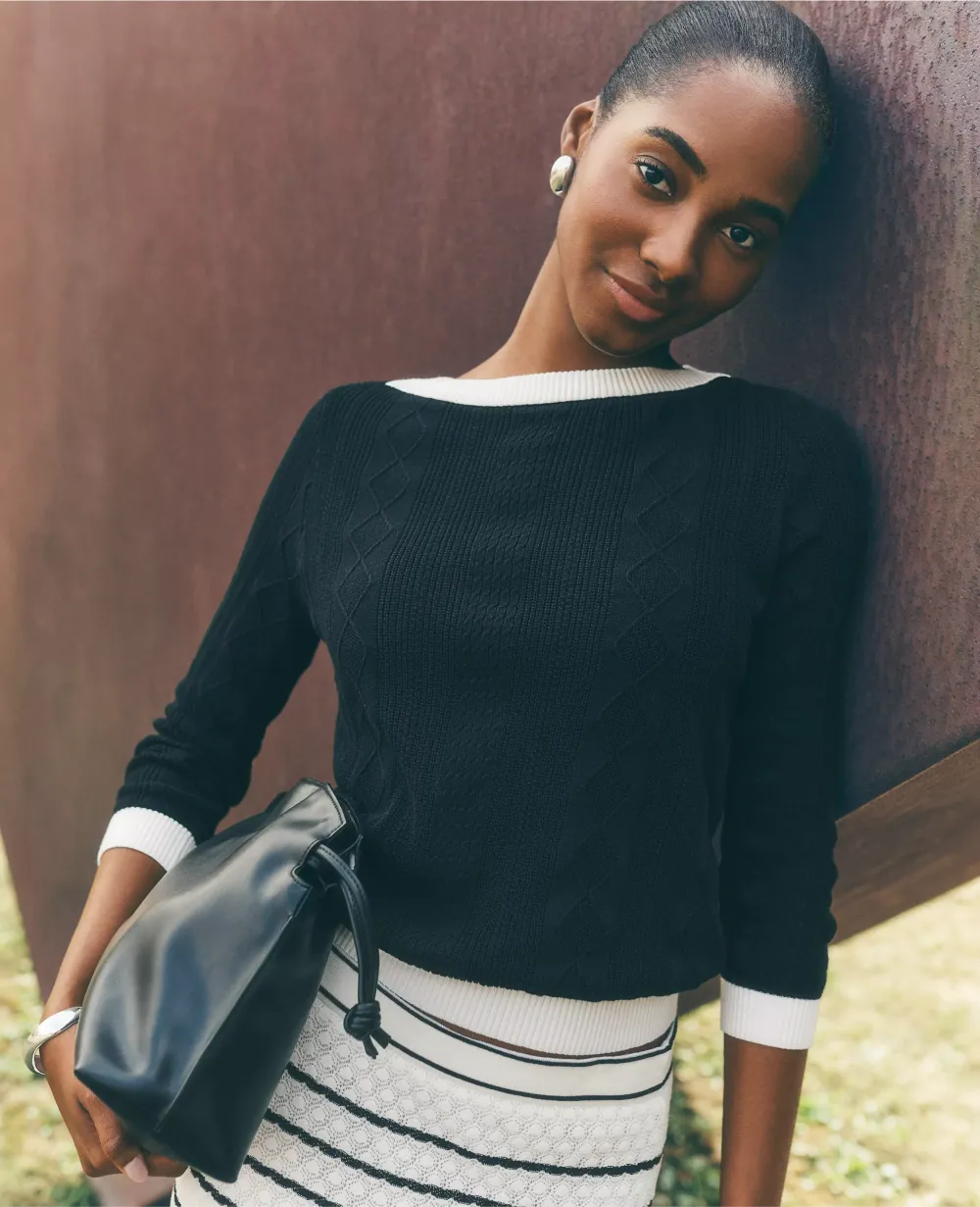Contrast Mixed Stitch Sweater