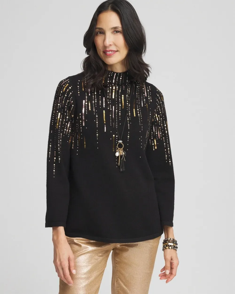 Ombré Sequin Pullover Sweater