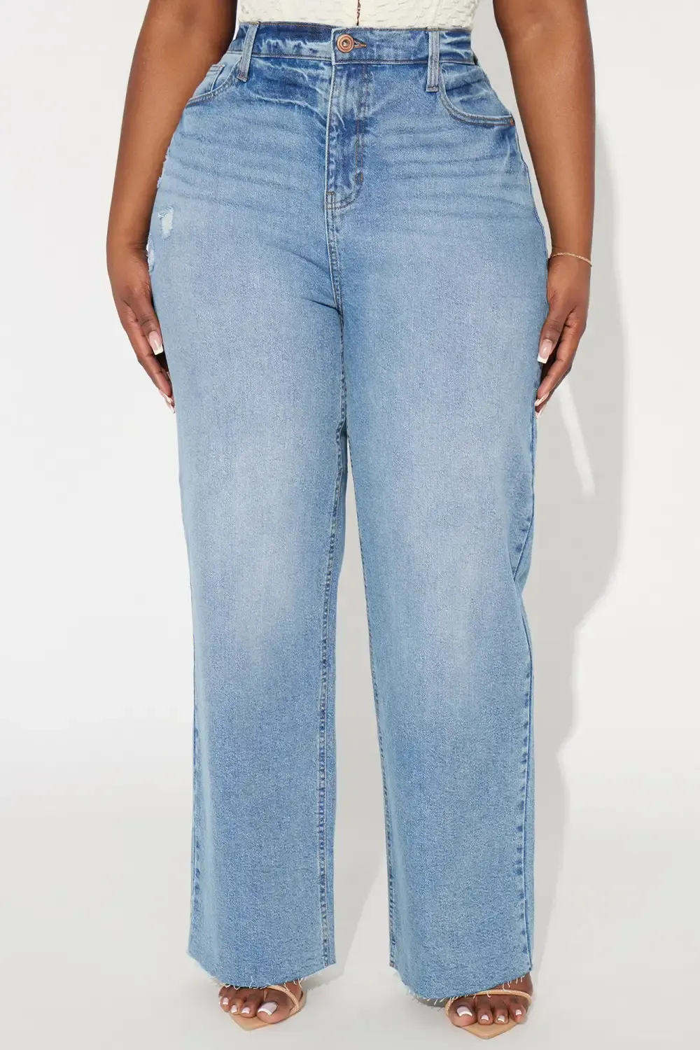 Nova 90's Baby Basic Stretch Wide Leg Jean - Medium Wash