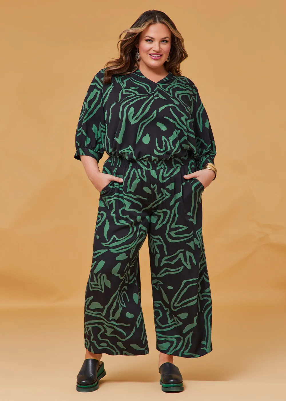 Natural Abstract Print Pant