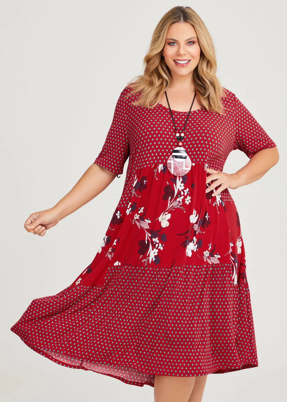 Floral & Spot Tier Dress