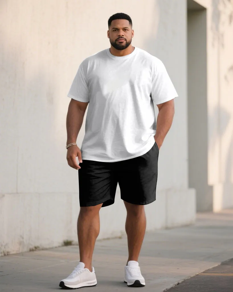 Men's Plus Size Casual Sports Chest Large Logo Printed Short-sleeved T-shirt Shorts Suit