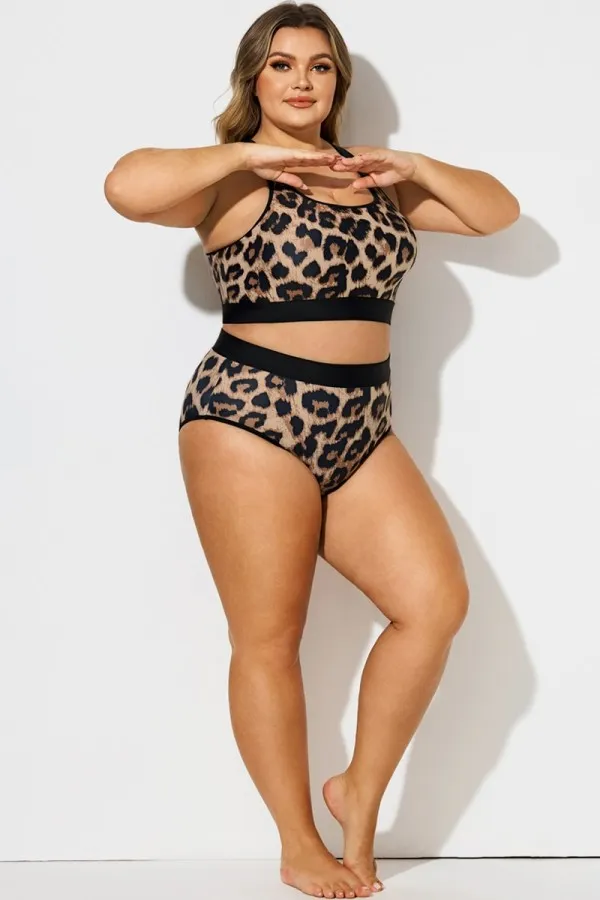 Plus Size Sexy Leopard Print Swim Bottom