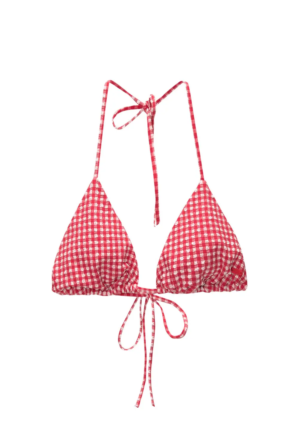 Gingham triangle bikini top