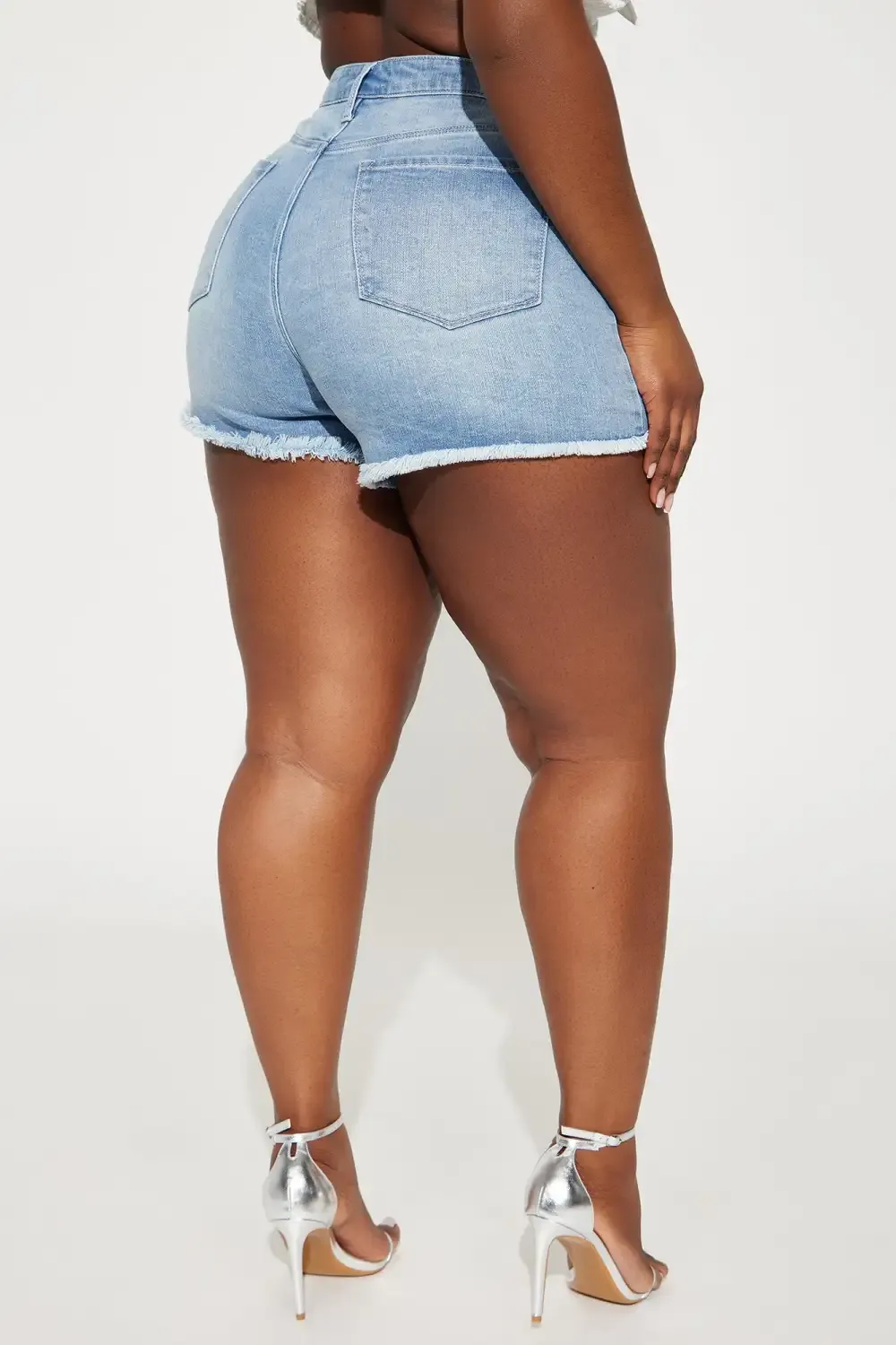 Opening Up Stretch Denim Shorts - Medium Wash