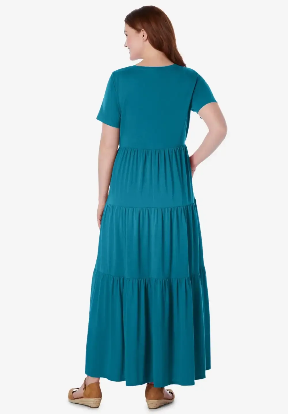 Short-Sleeve Tiered Dress