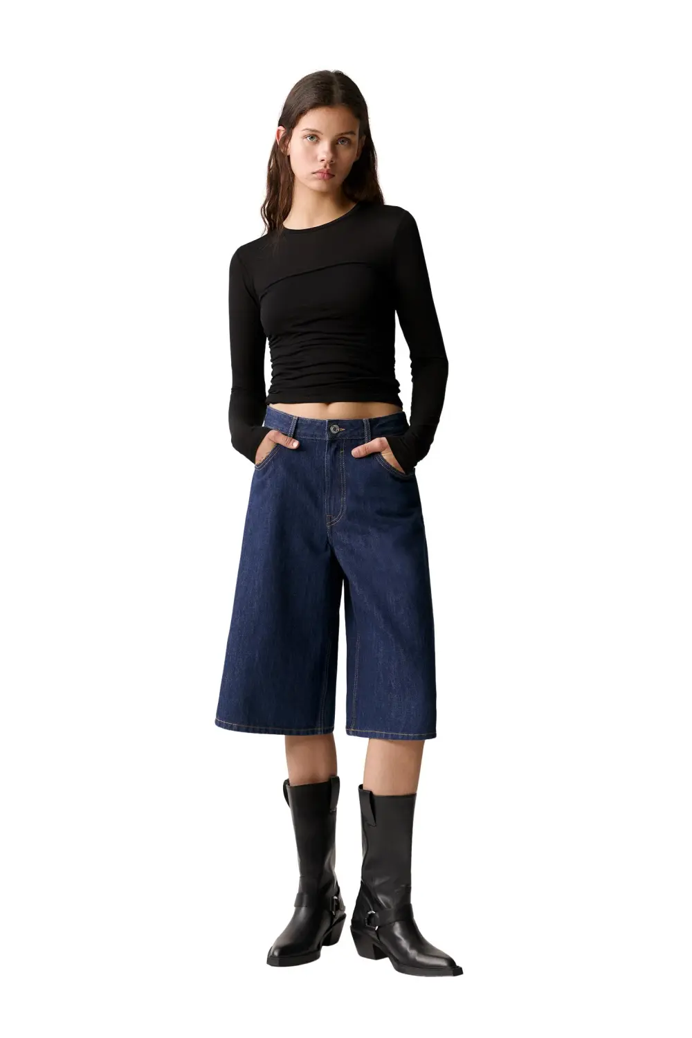 Long sleeve draped T-shirt