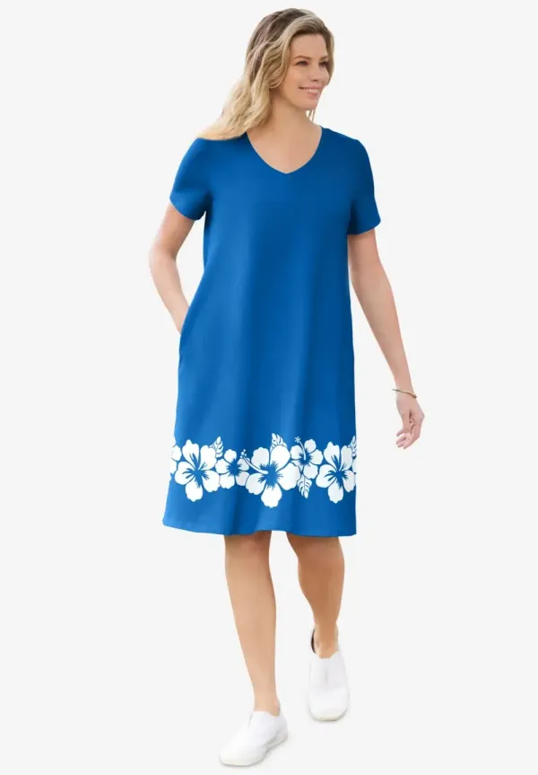 Perfect Short-Sleeve V-Neck Tee Dress