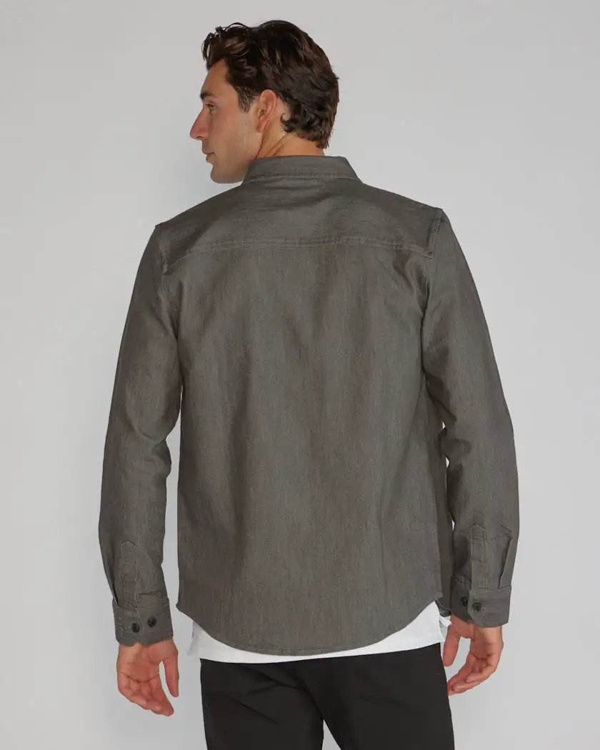 Tech Denim Long Sleeve Button Down