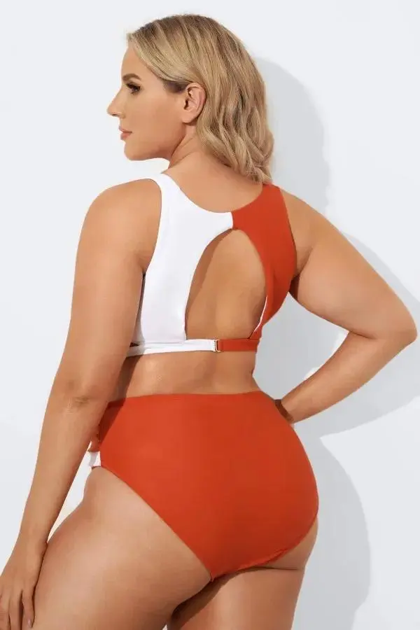Red & White Wrap Fashion Bikini Set for Lady