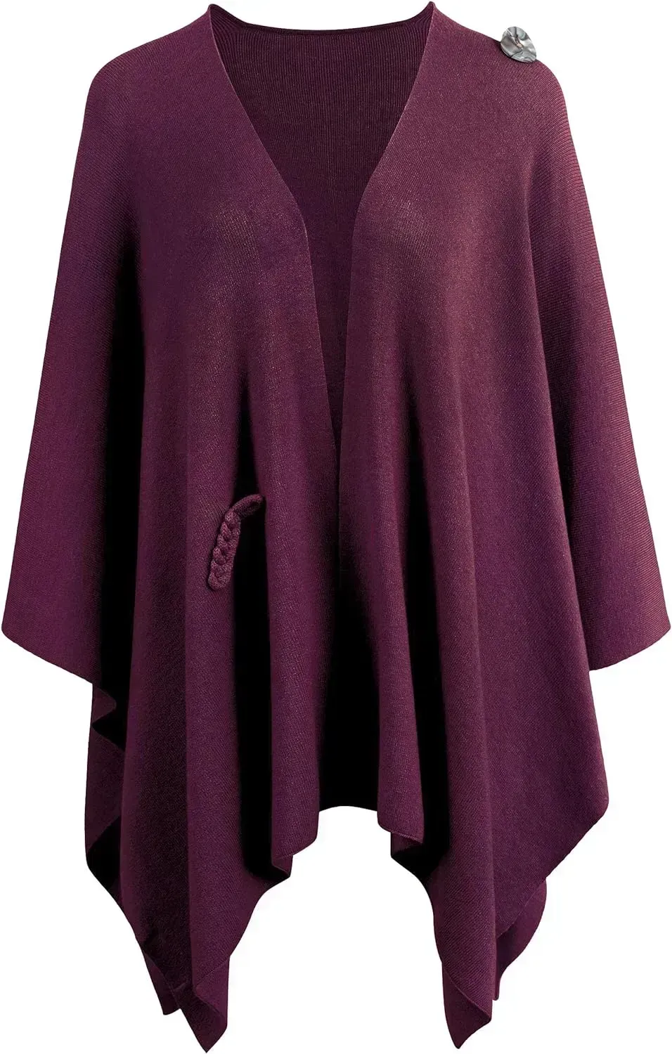 Womens Large Cross Front Poncho Sweater Wrap Topper Knitted Elegant Shawls Cape for Fall Winter