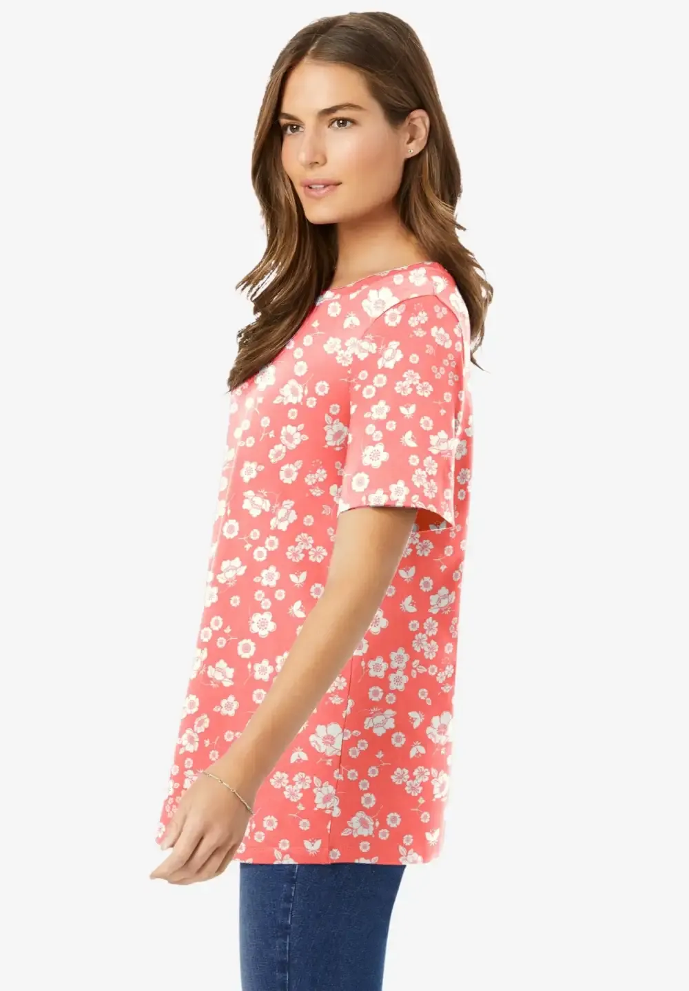 Perfect Printed Short-Sleeve Crewneck Tee