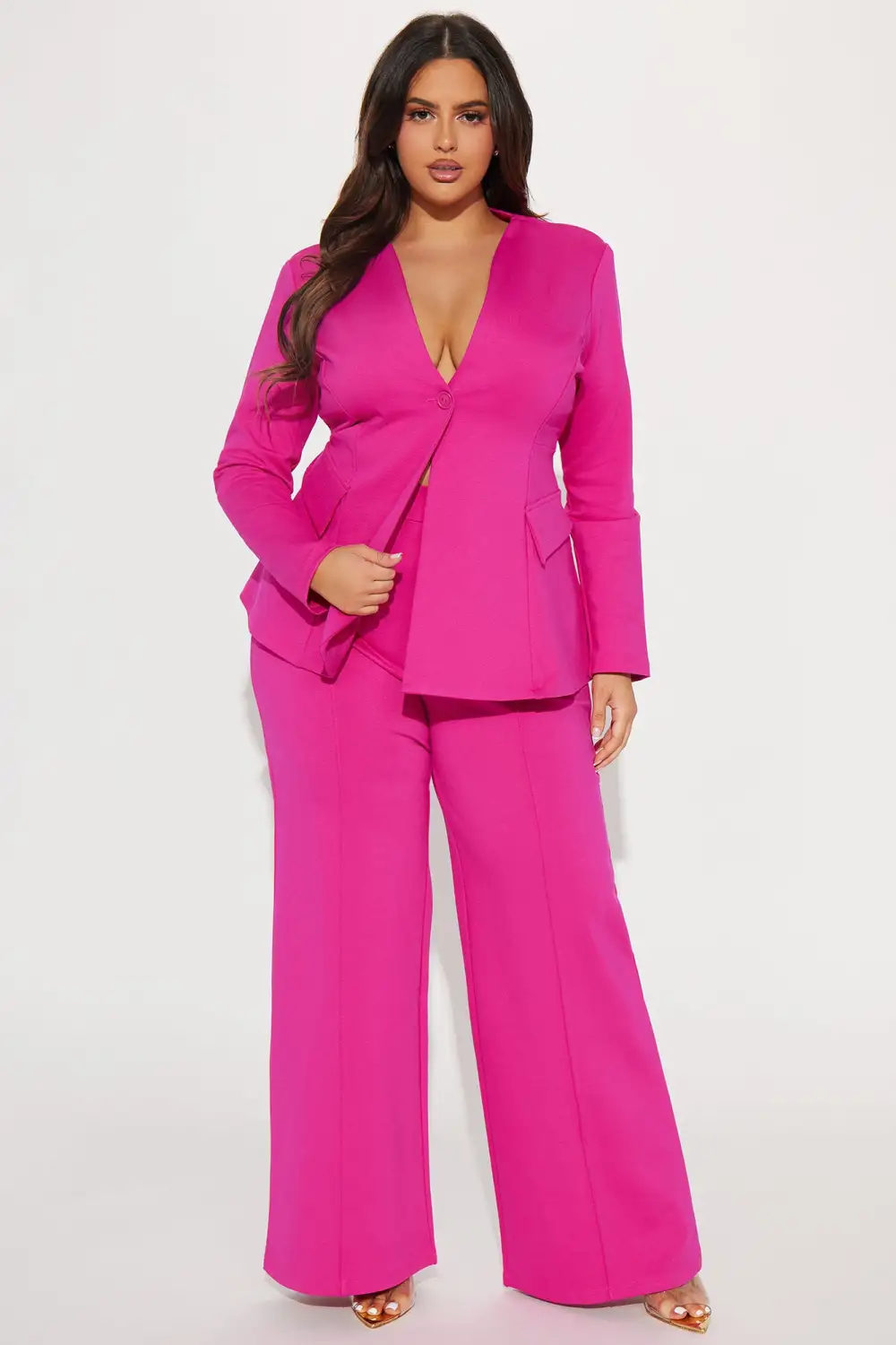 Believe It Blazer Pant Set - Pink