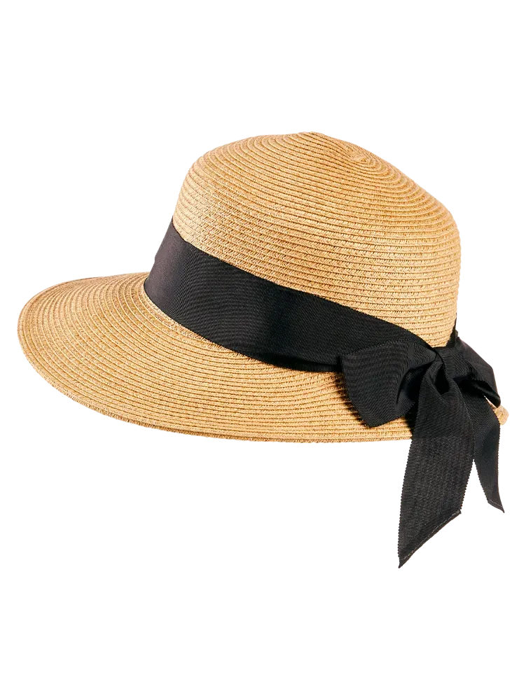 Women's Raffia Hat With Ribbon and Bow