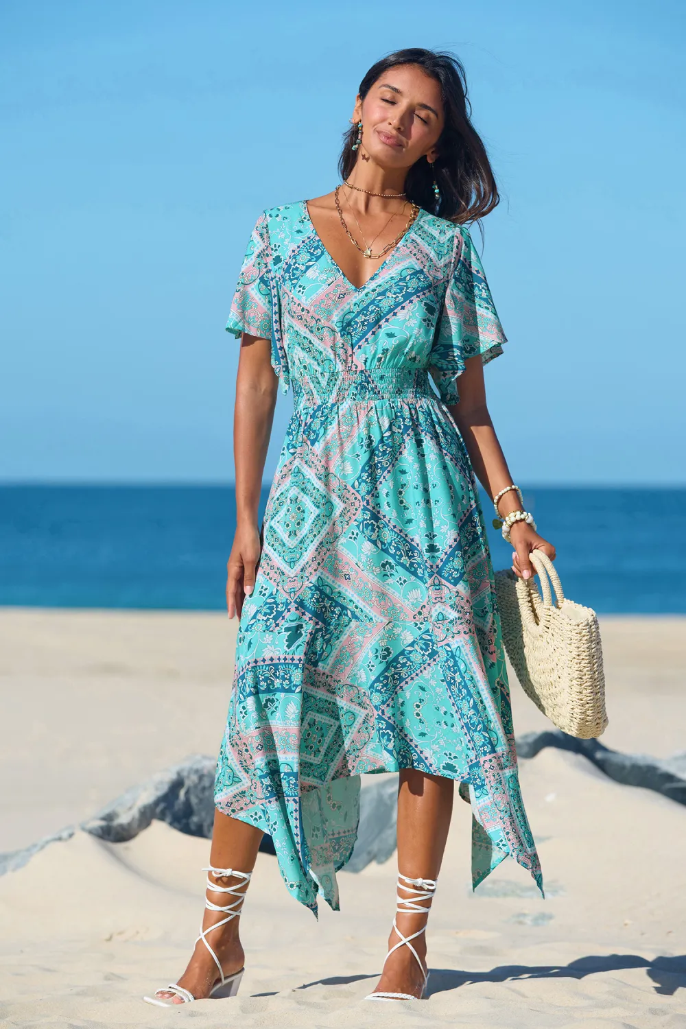 Bohemian Seas Blue Midi Dress