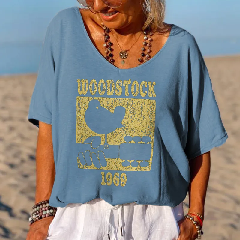 Bird And Guitar Music Woodstock Women Tees