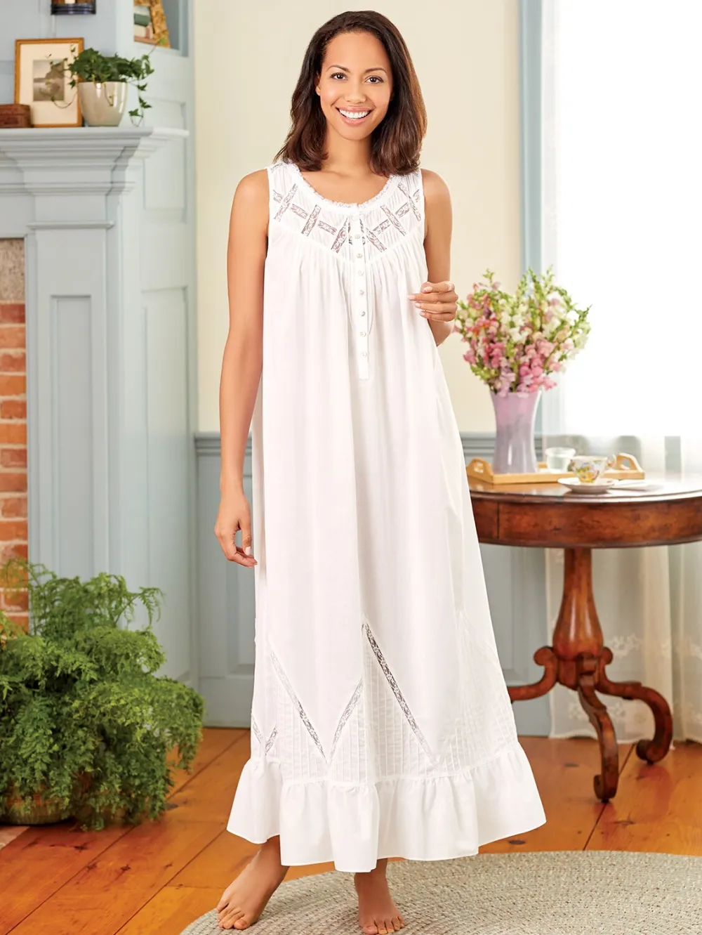 Eileen West Moonlight Sonata Long Cotton Lawn Nightgown