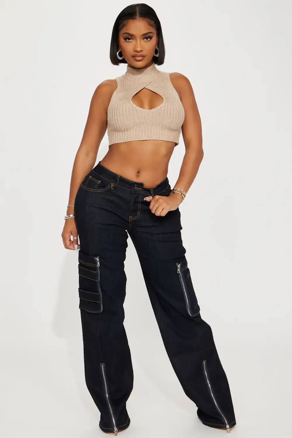Change Of Plans Stretch Cargo Jean - Dark Wash