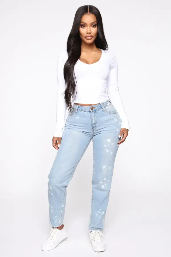 No Brainer Long Sleeve V Neck Tee - White