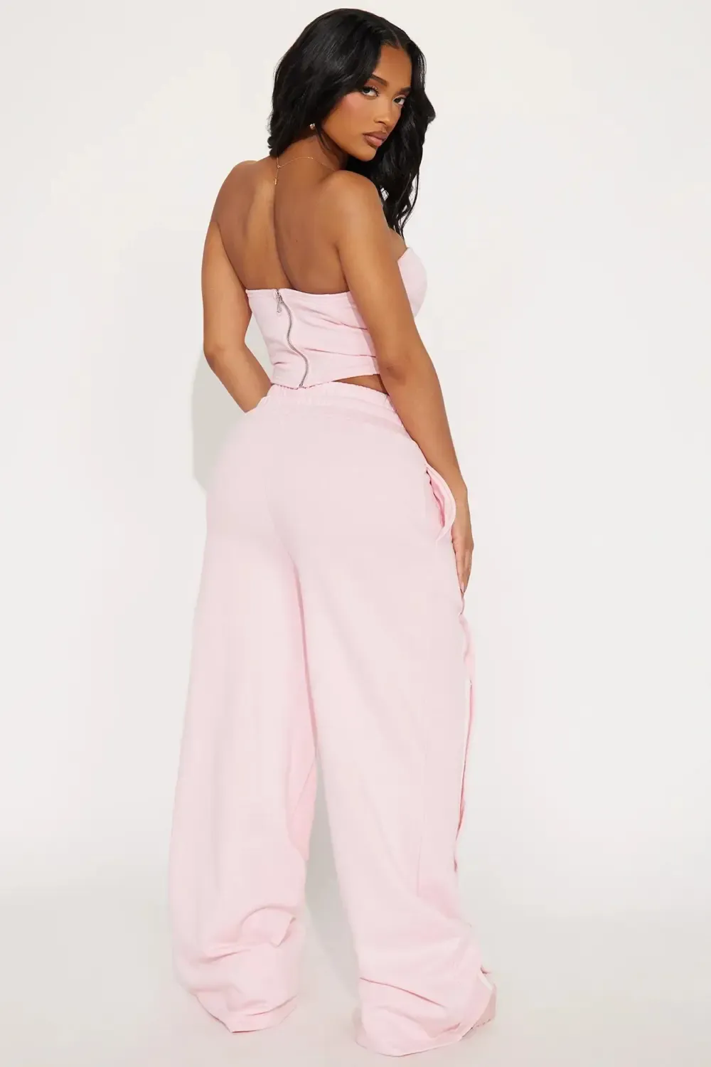 Sara Fleece Track Pant Set - Pink