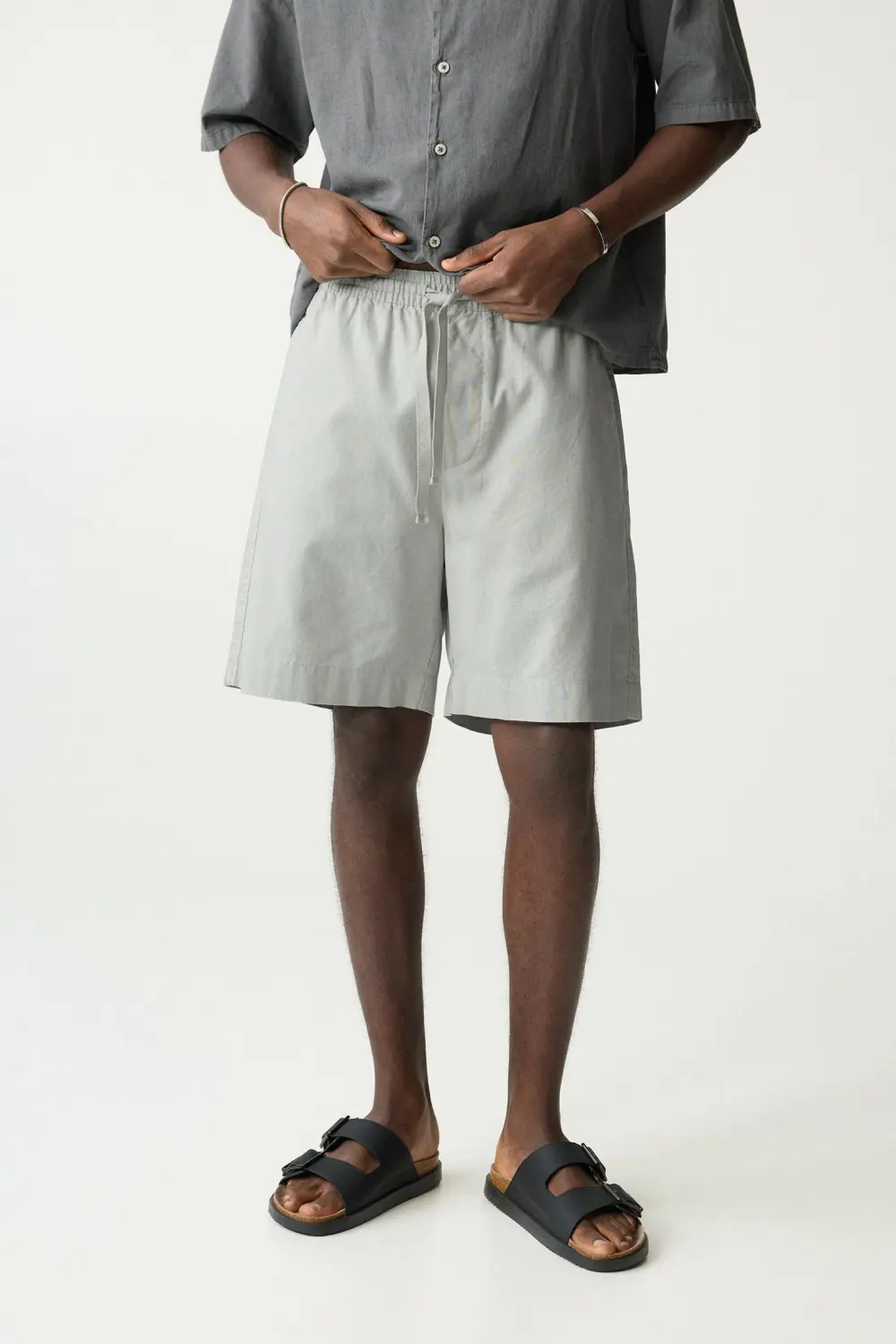 Linen blend jogger Bermuda shorts