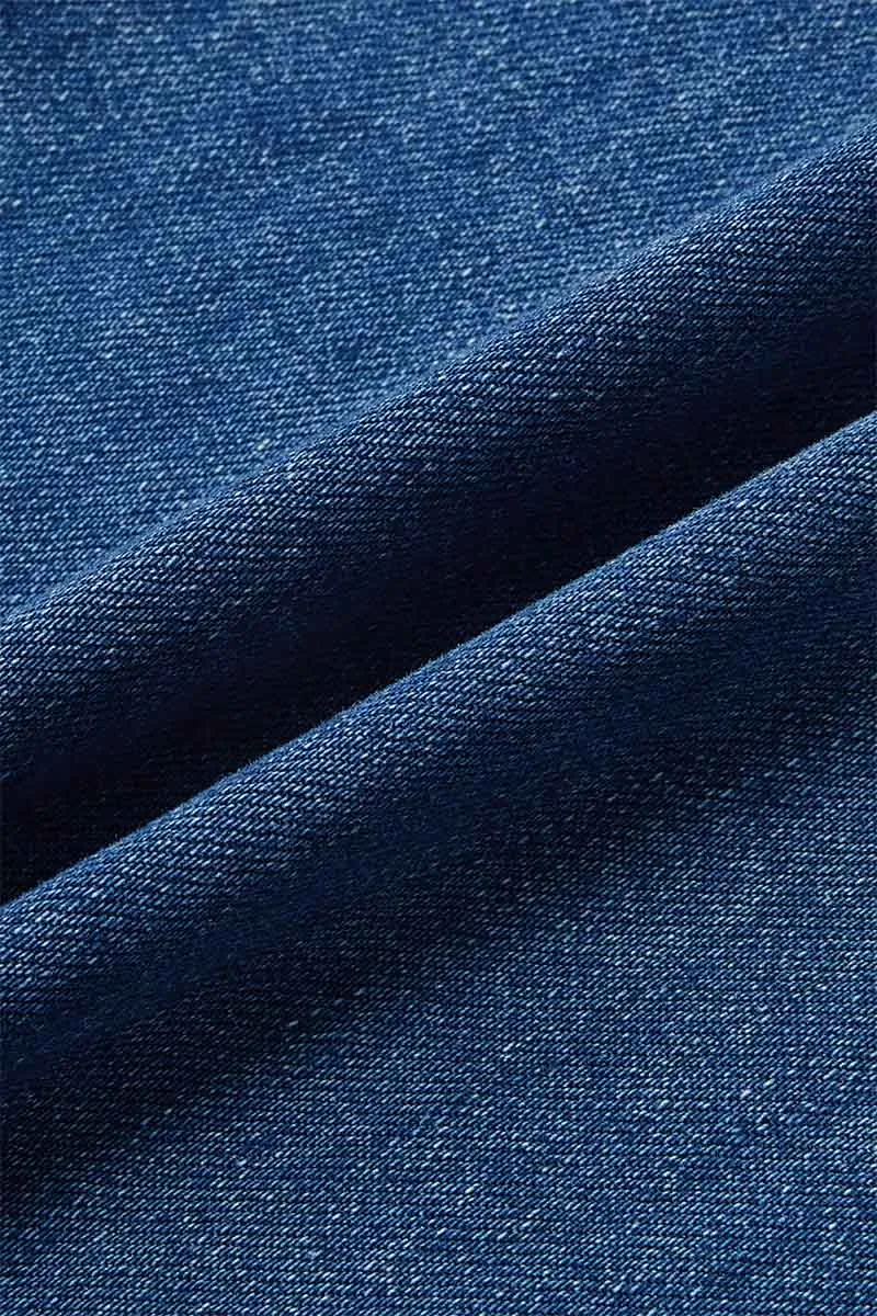 Wash Stitch Detail Raw Hem Wide Leg Mid Rise Jeans