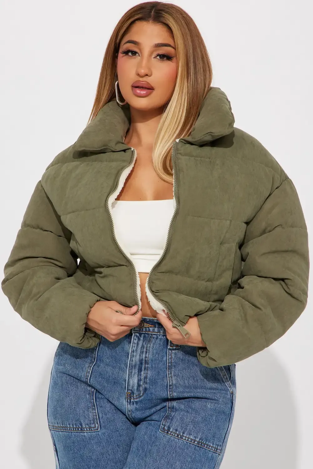 Too Hot To Handle Puffer Jacket - Olive