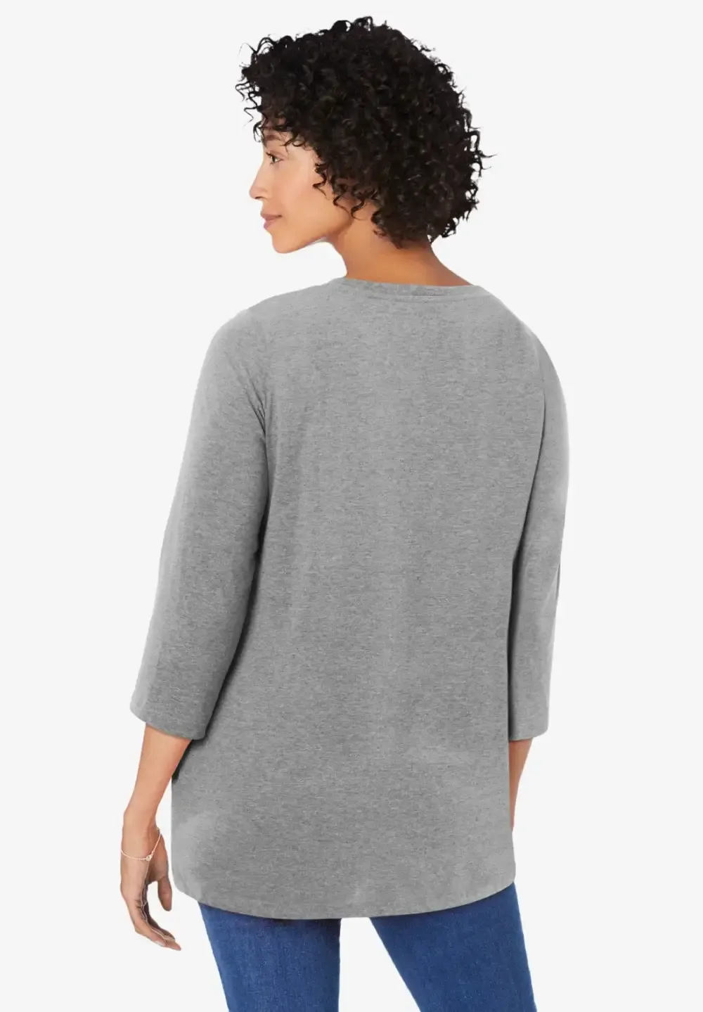 Perfect Three-Quarter Sleeve V-Neck Tunic
