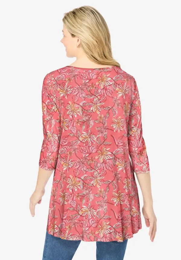 V-Neck Pintucked Tunic