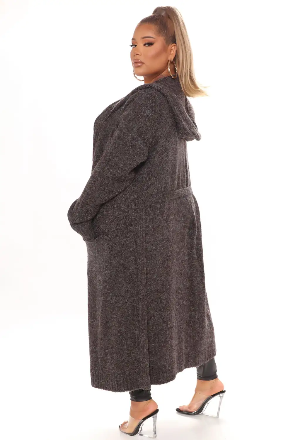 Foggy Morning Hooded Cardigan - Charcoal