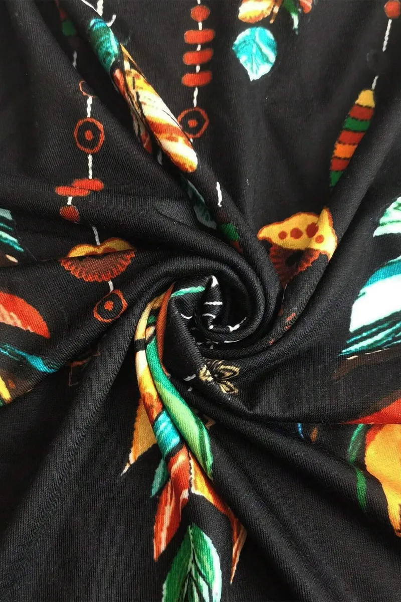 Feather Print Round Neck Tank Top