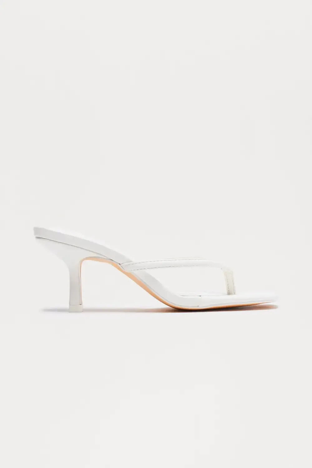 Yasmin Faux Leather Thong Heel Mules  - White
