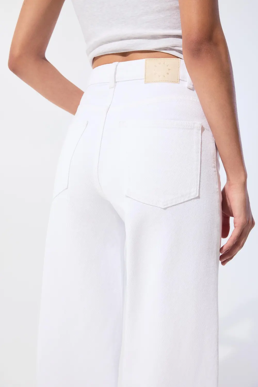 Jeans wide leg tiro alto