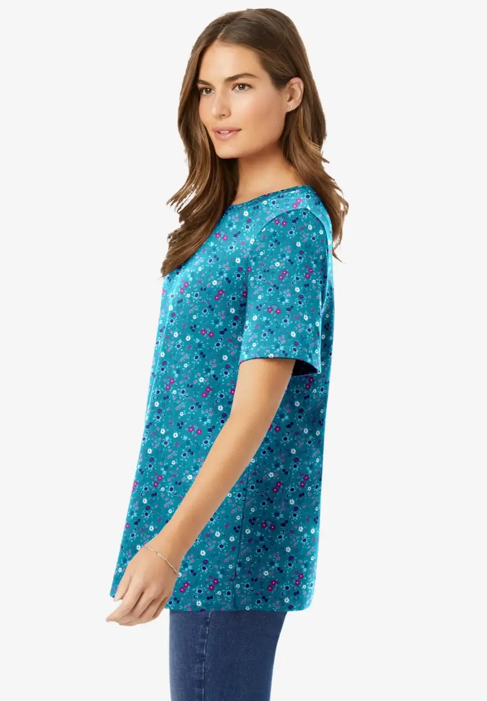 Perfect Printed Short-Sleeve Crewneck Tee