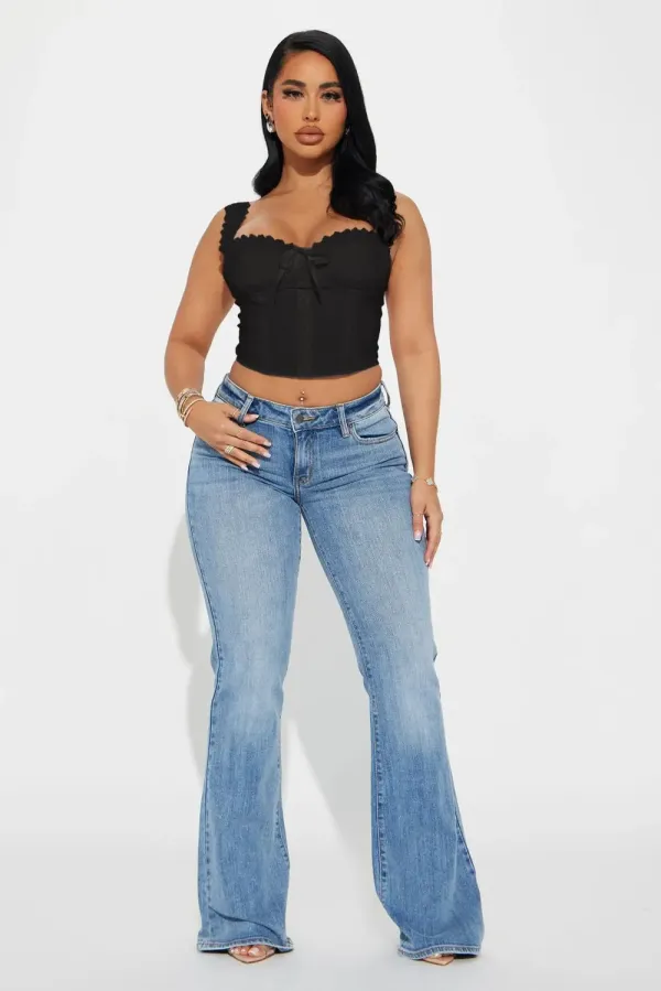 Cottage Core Corset Top - Black