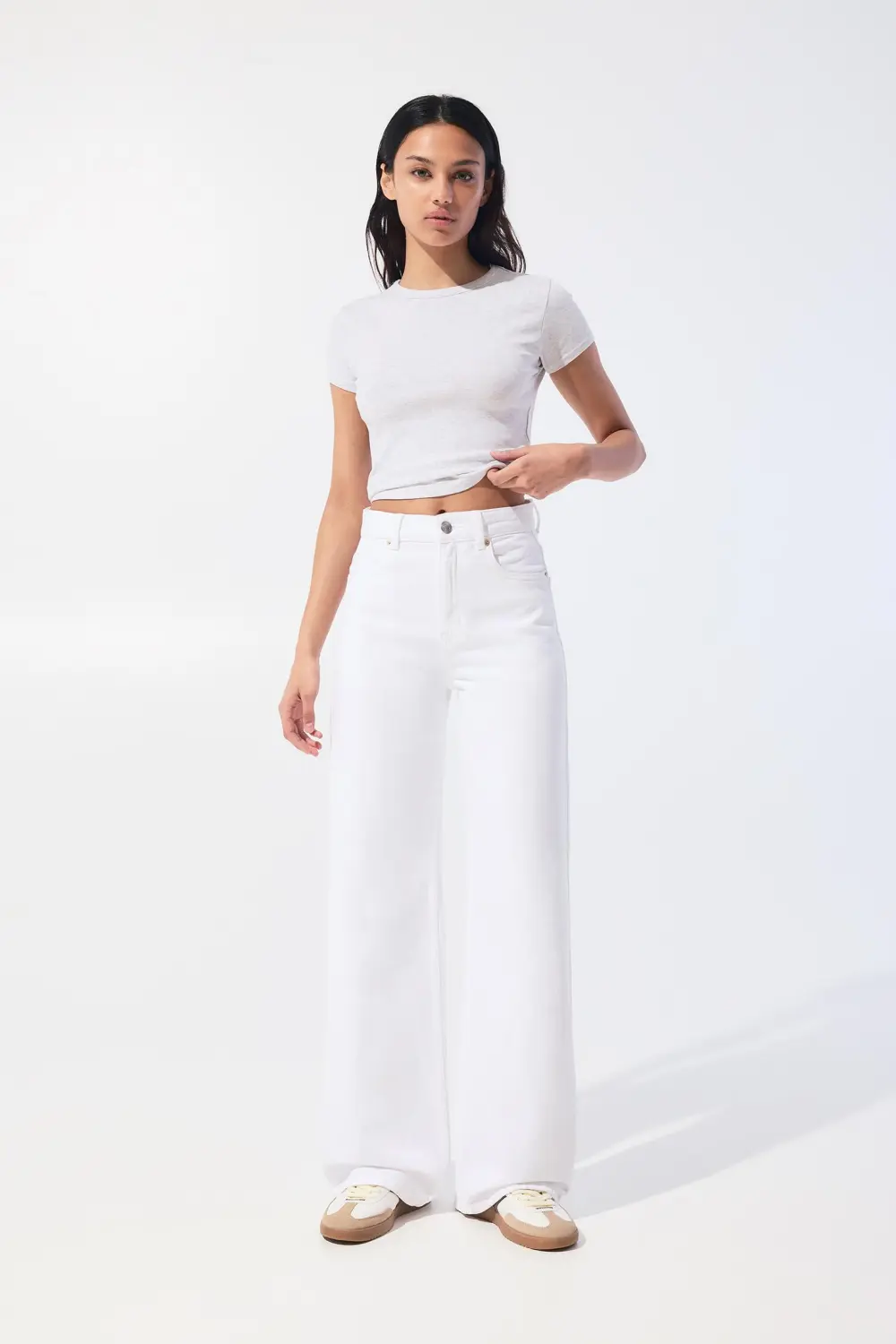 Jeans wide leg tiro alto