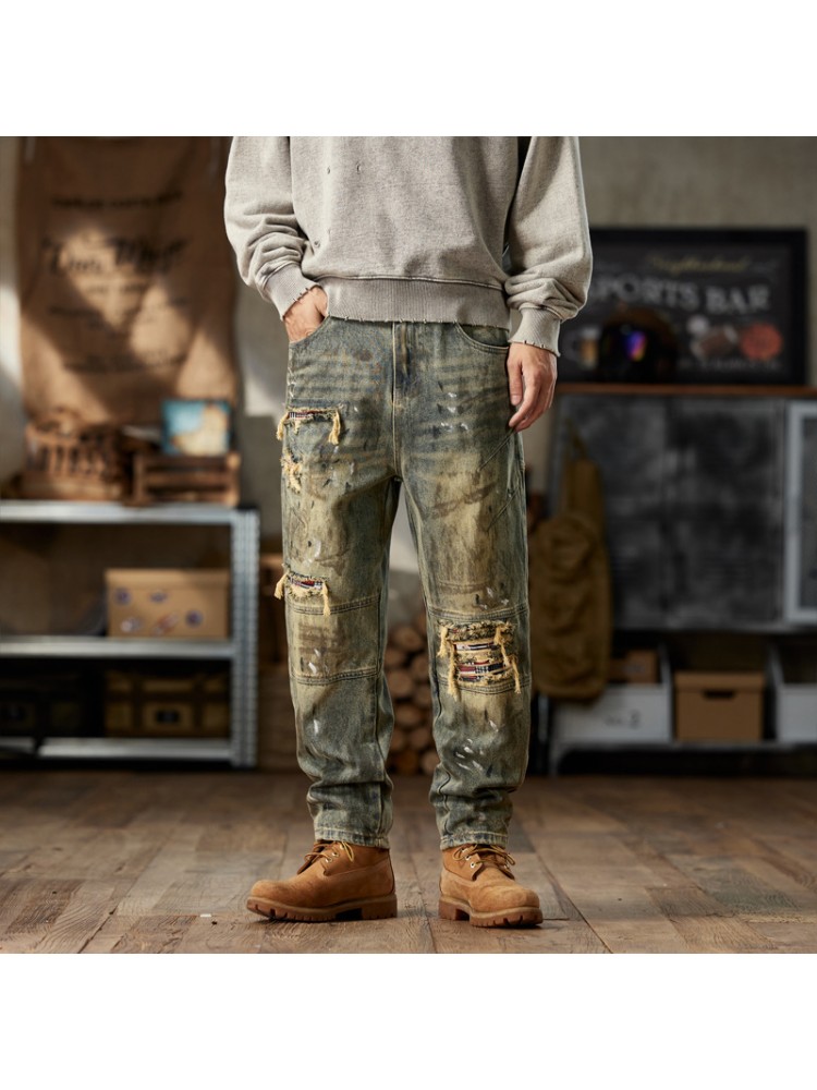 Raged Hem Cotton Mid-rise Jeans