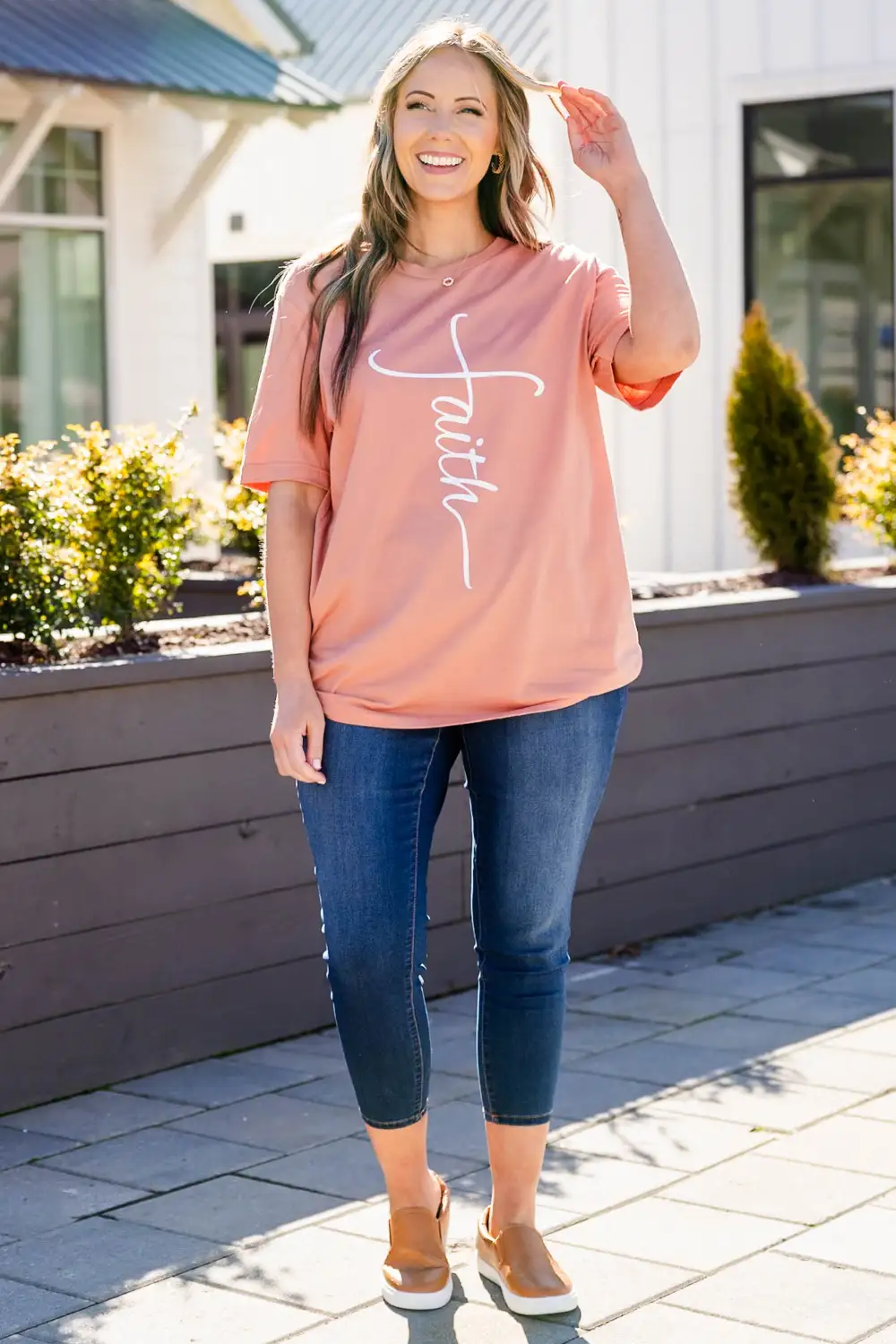 With Faith Tee, Terracotta