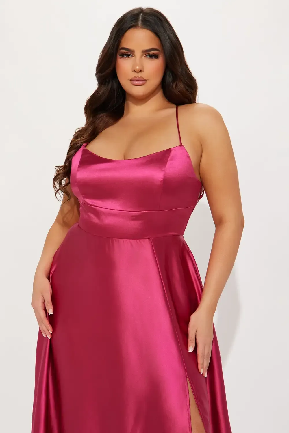 Clara Satin Maxi Dress - Hot Pink