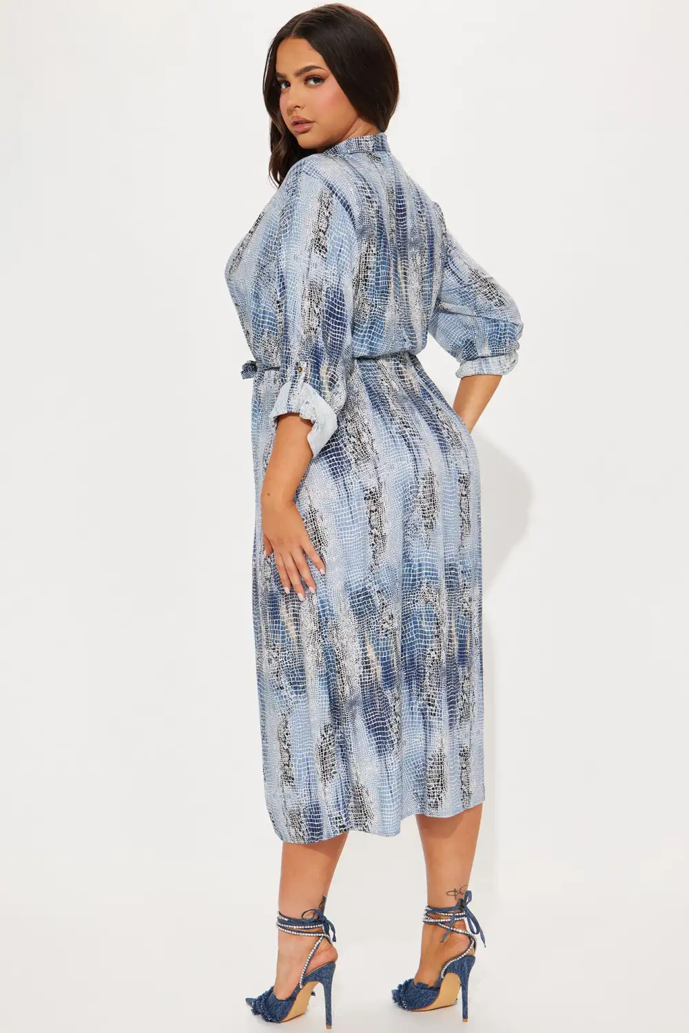 Jolene Midi Shirt Dress - Blue/combo