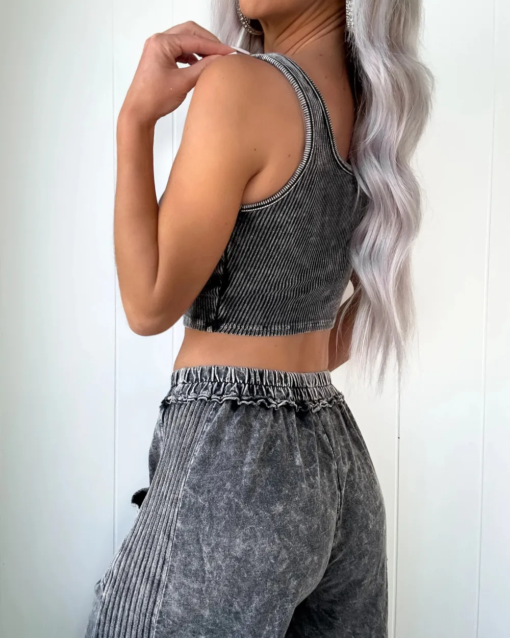 Skinny Ribbed Tank -  Black