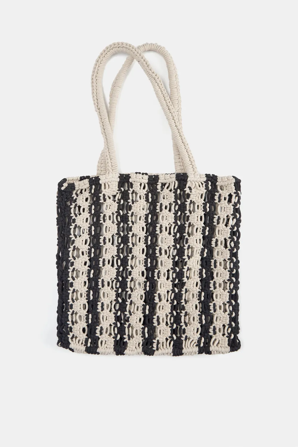 Bolso shopper rayas macramé