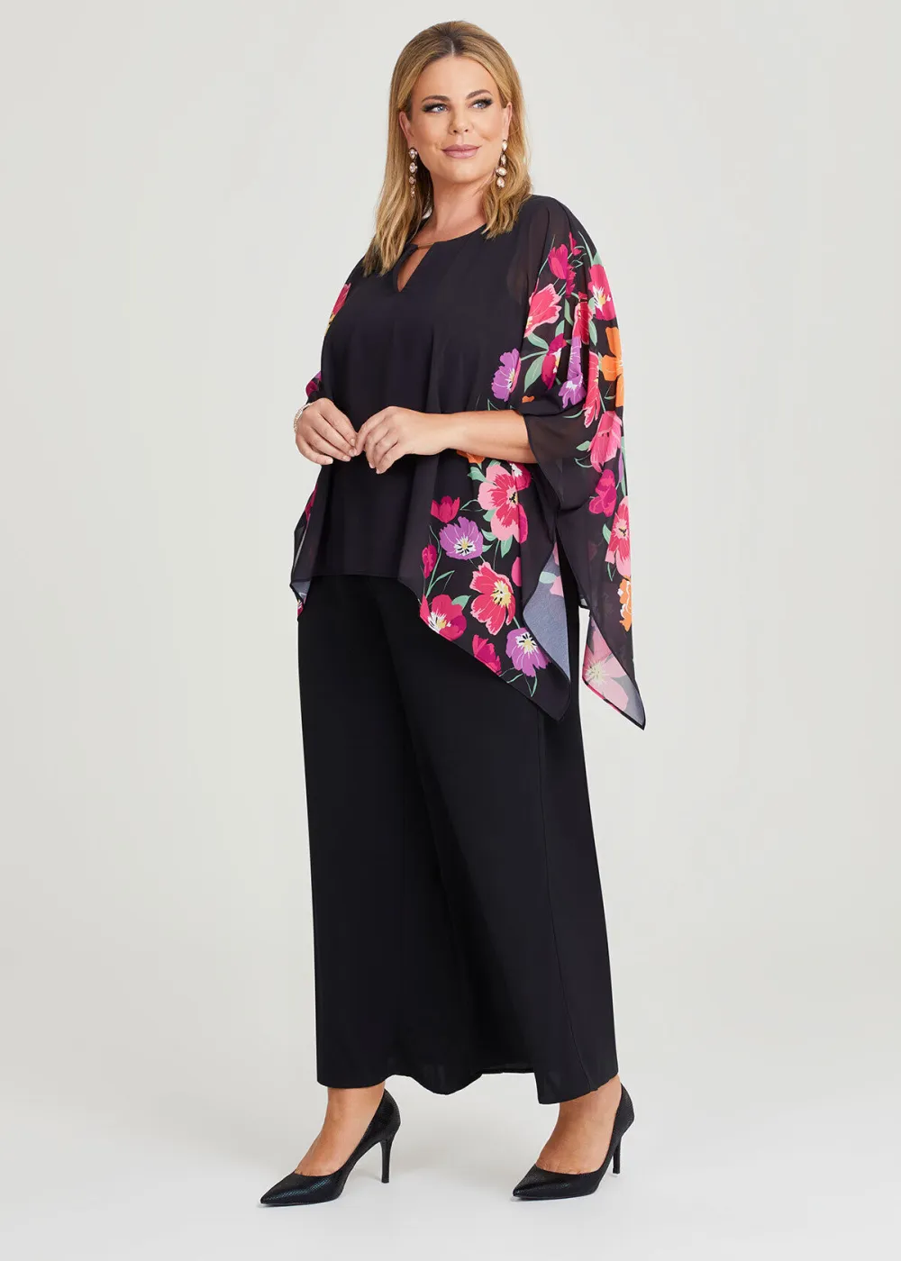 Floral Border Chiffon Top