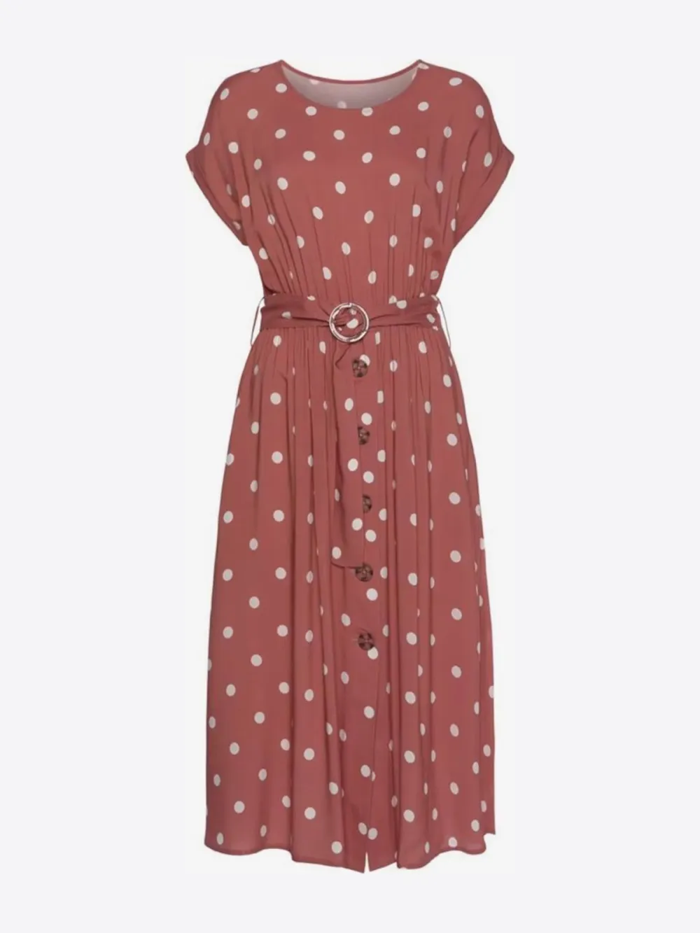PolkaDot Crew Neck Casual Style Dress